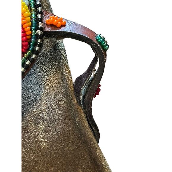 Beaded Leather Hand Crafted Sandals US Youth Sz 10 Unbranded Cork & Leather‎ - Picture 5 of 7